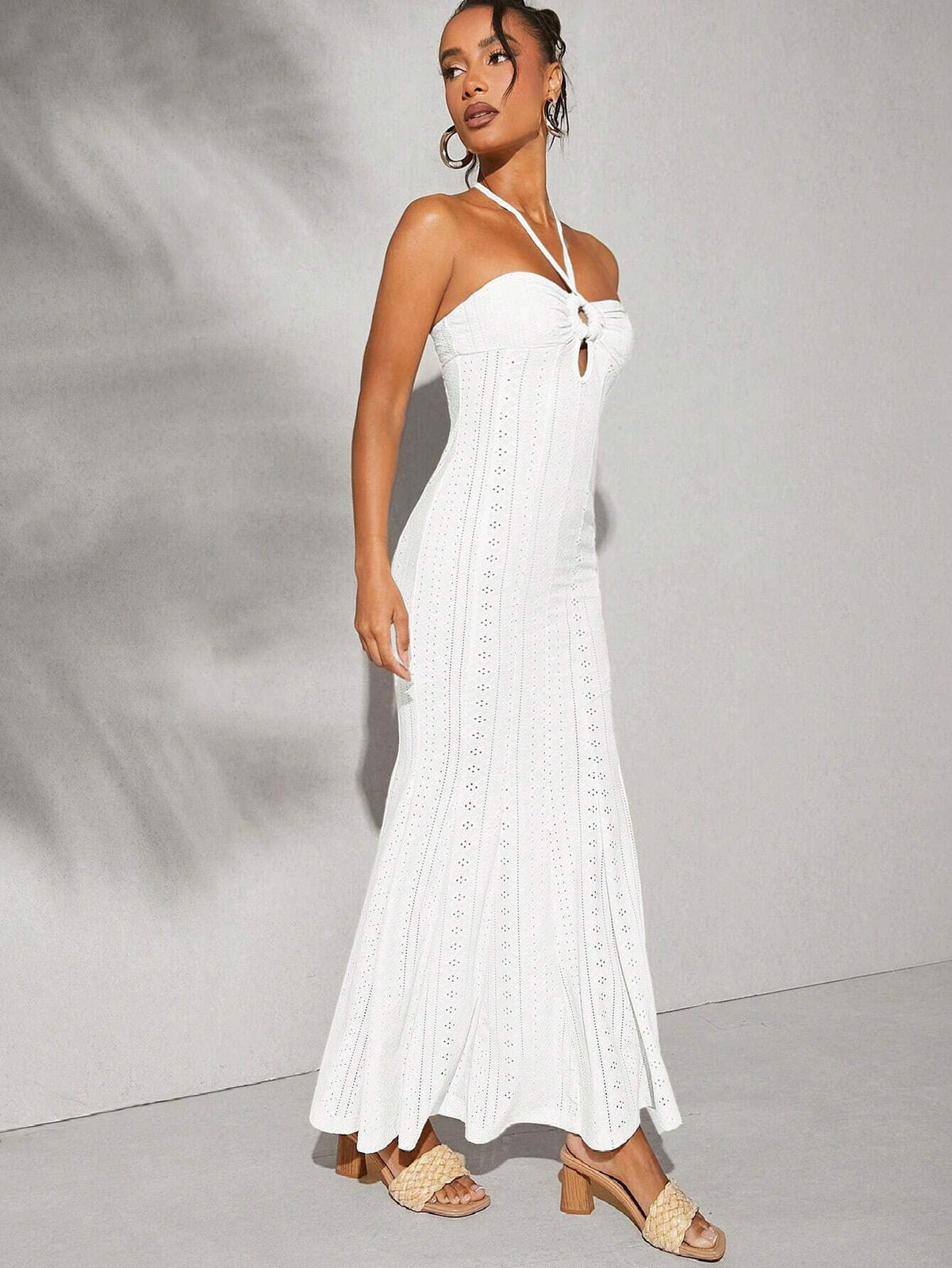Spring Summer Women Halter Dress High Waist Slim Fit Elegant Fishtail Dress