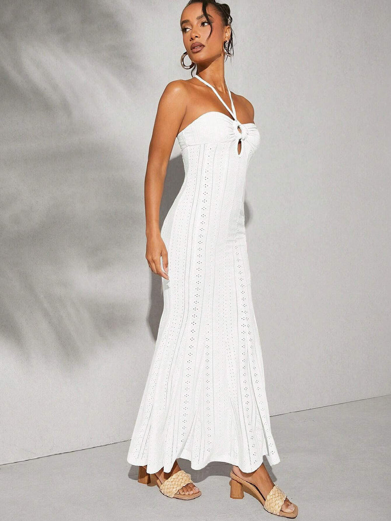 Spring Summer Women Halter Dress High Waist Slim Fit Elegant Fishtail Dress