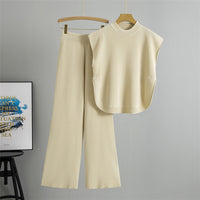 Sleeveless Knit Vest &amp; Wide-Leg Pants Two-Piece Set