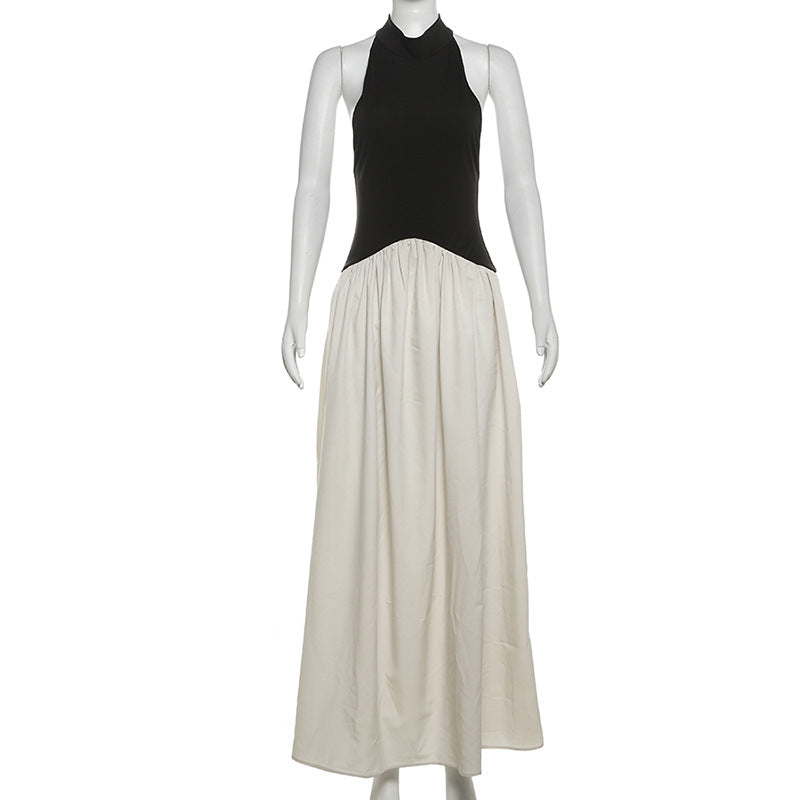 Loose Fit Backless Stitch Maxi Dress