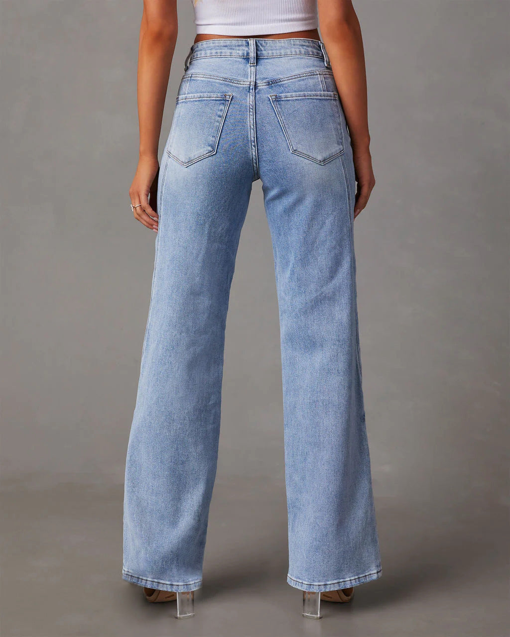 Loose Stitching Wide Leg Women's Jeans