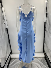 Sexy Sling Irregular Asymmetric Solid Color Dress