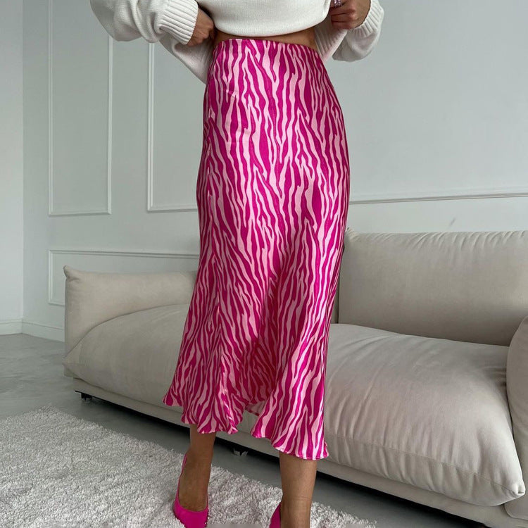 High-Grade French Printed Fishtail A-Line Skirt