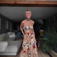 Summer Women Retro Boho High Waist Printing Slip Dress