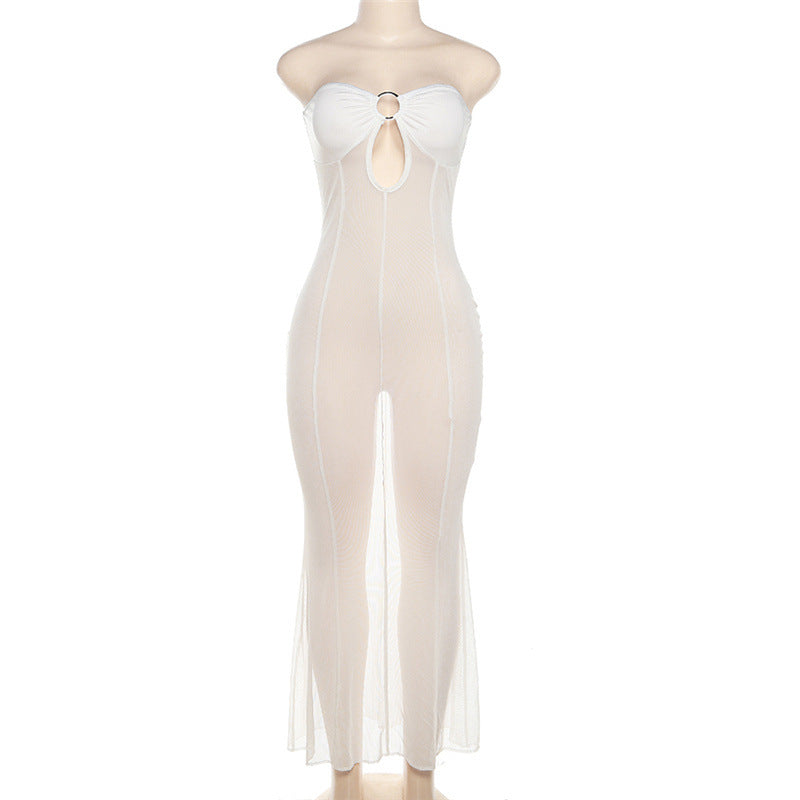 Off-Shoulder Cutout Slim Fit Long Dress