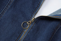 Women Clothing Summer Slim Fit Slimming Fashionable Backless Retro High Waist Denim Jumpsuit