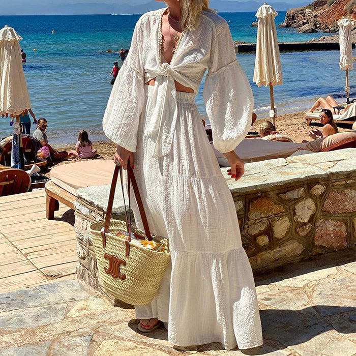 Bohemian Puff Sleeve Two-Piece Set