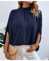 Solid Color Cutout Tie Shirt