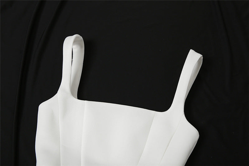 French Square Collar Backless Dress