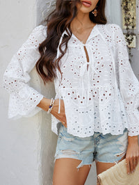Casual Holiday Loose Lace-Up Blouse