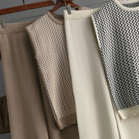 Sleeveless Striped Knit Top &amp; Wide-Leg Pants Two-Piece Set