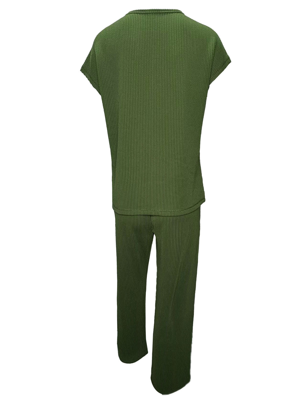 3/4 Sleeve Shirt &amp; Wide-Leg Pants Two-Piece Set
