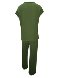 3/4 Sleeve Shirt &amp; Wide-Leg Pants Two-Piece Set
