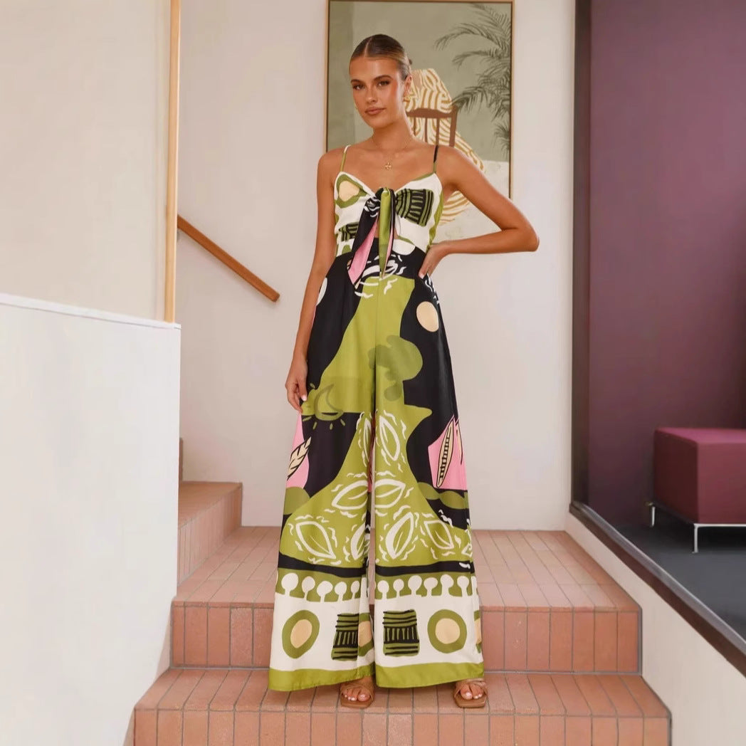 Printed Cropped Wide-Leg Jumpsuit