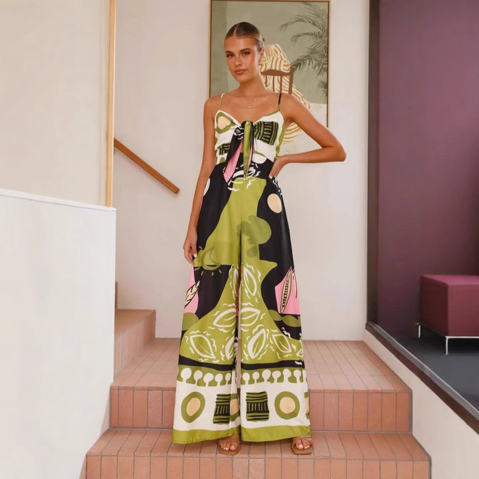 Printed Cropped Wide-Leg Jumpsuit