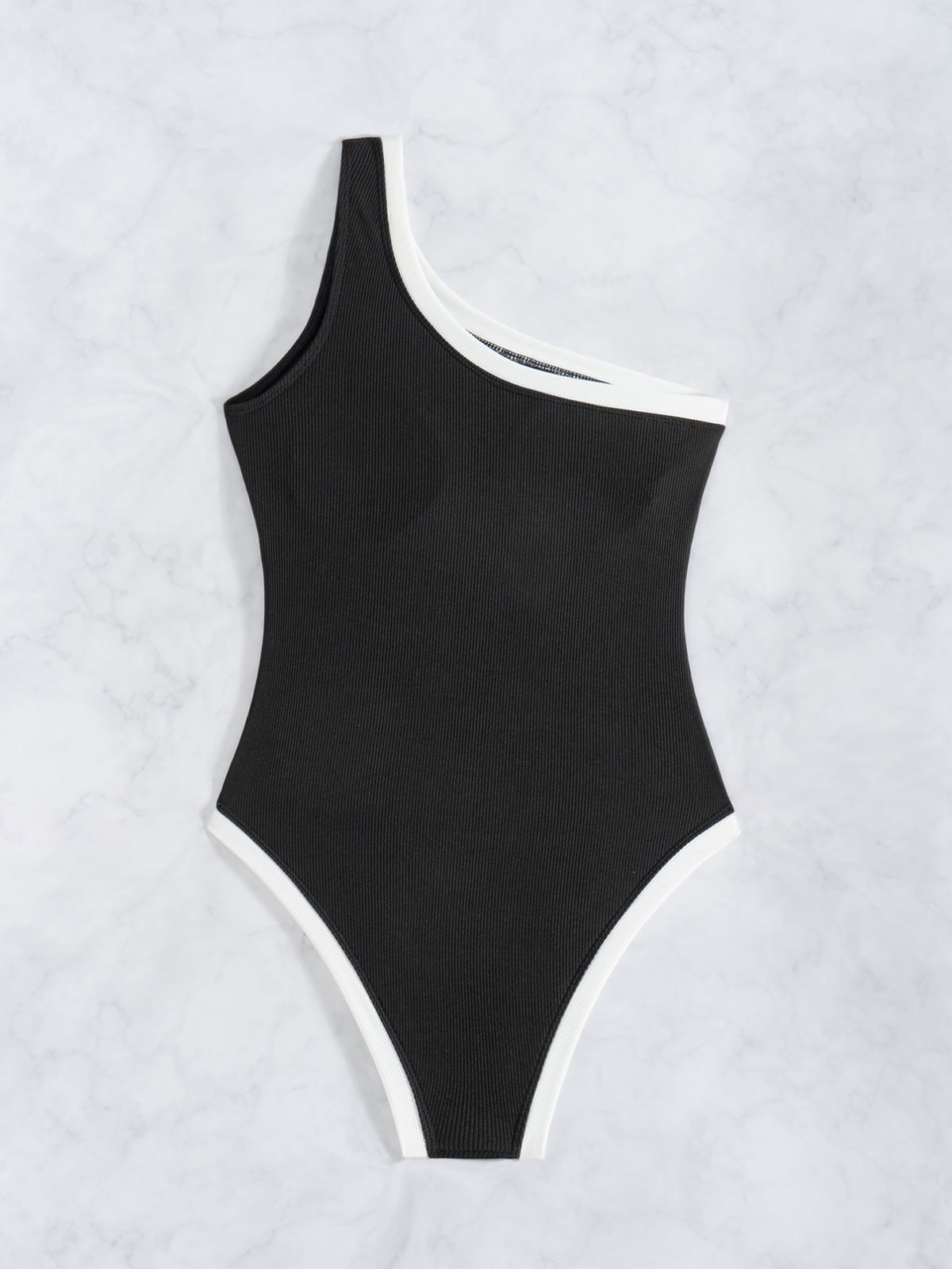 One-Shoulder Solid Color Swimsuit