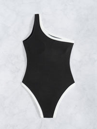 One-Shoulder Solid Color Swimsuit