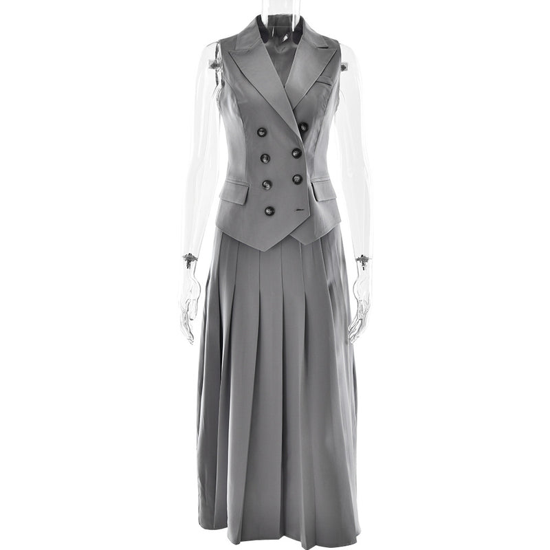 Maxi Skirt Sleeveless Vest Pleated Dress Two Piece Sets – Lilla Haven Maxi Skirt Sleeveless Vest Pleated Dress Two Piece Sets – Lilla Haven