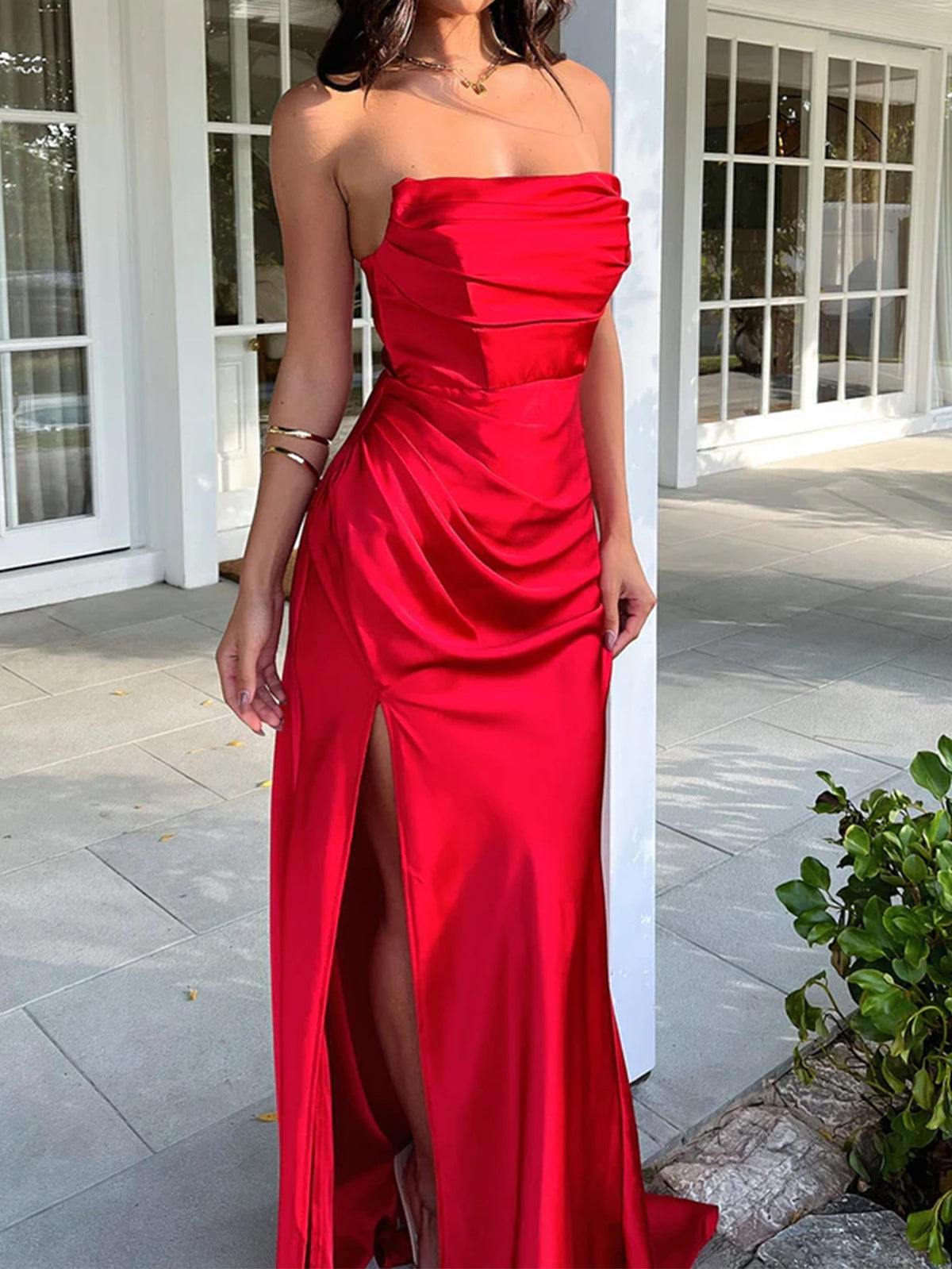 Women Summer Elegant Evening Solid Maxi Dress