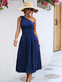 Summer Women Clothing Shoulder Smocking Dress