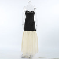 Autumn Evening Party Sexy Design Contrast Color Knitted Sleeveless Tube Top Dress Slim Fit Maxi Dress Women Formal Dress