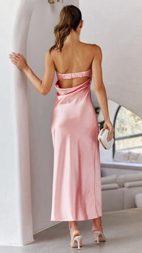 Cutout Backless Tube Top Midi Dress