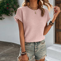 Slim Fit Knit Top with Ruffle Detail