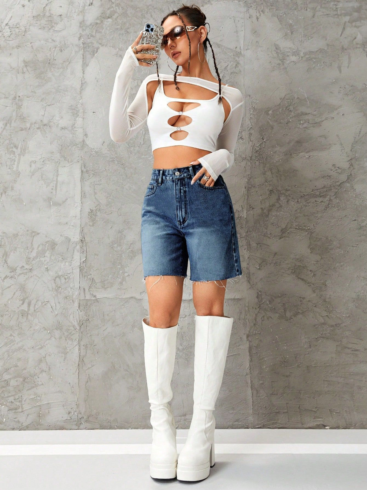 Casual High-Waisted Denim Shorts