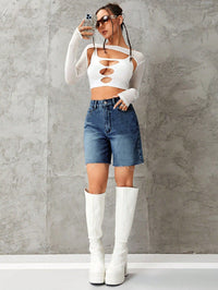 Casual High-Waisted Denim Shorts
