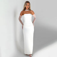Cinched Waist Tube Top Long Dress