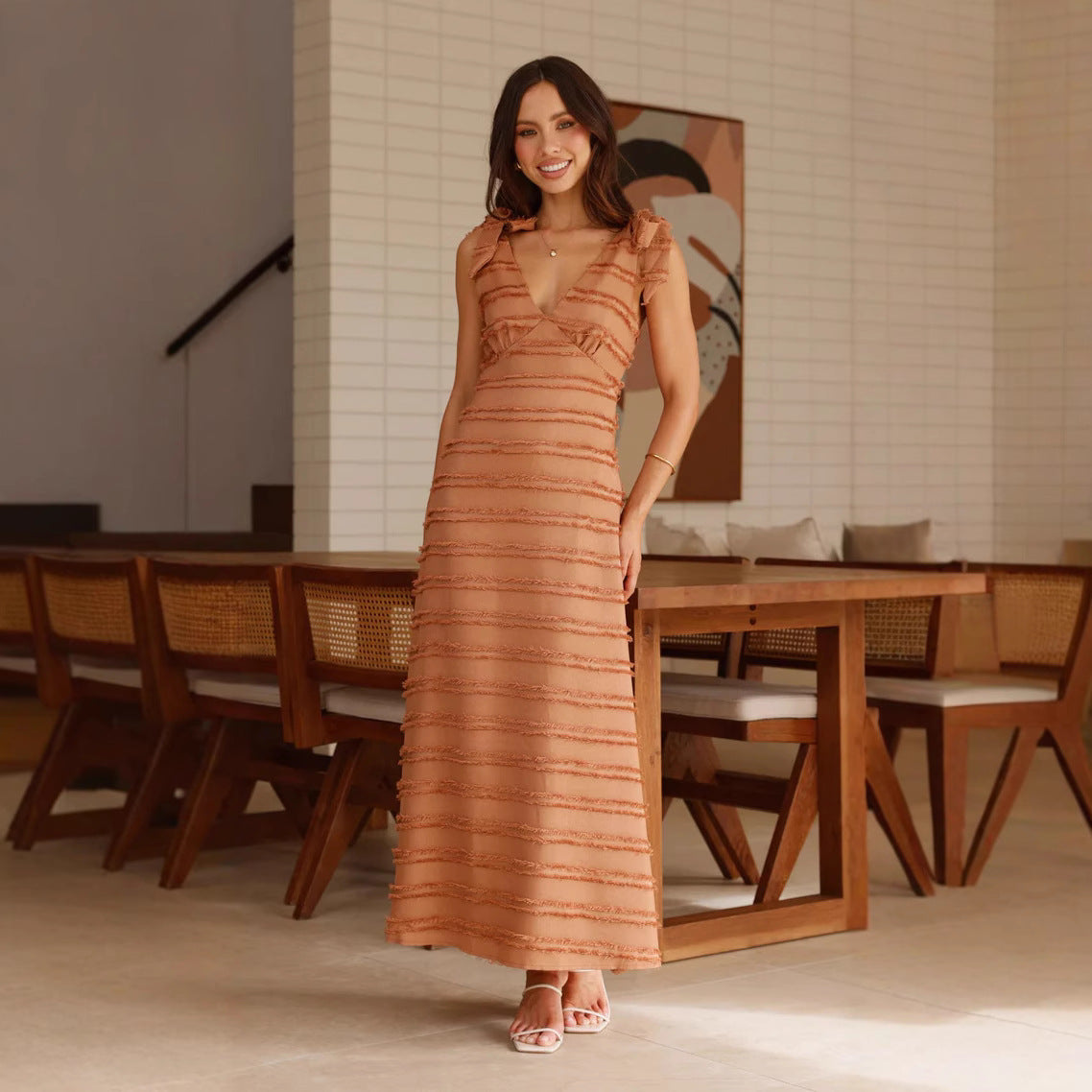 Elegant French Retro V-Neck Summer Dress