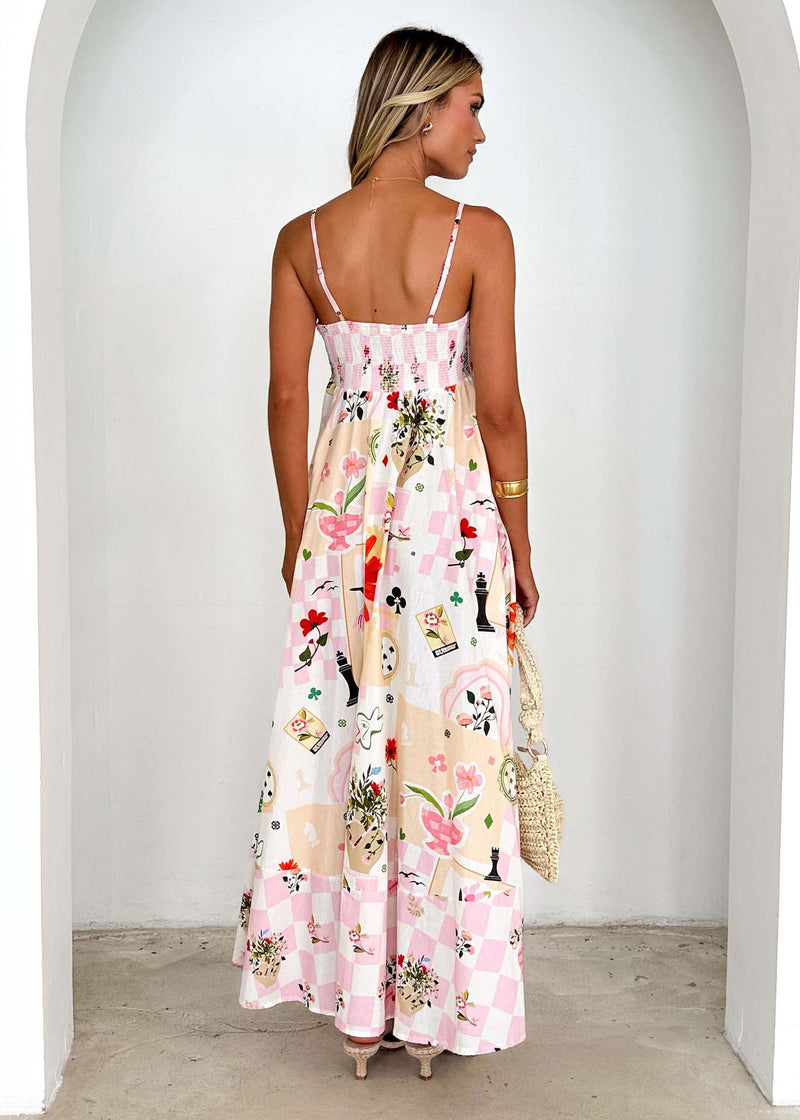 Summer Printed Backless Sexy Suspenders Large Swing High Waist Dress Women