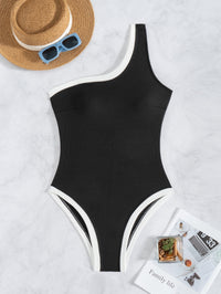 One-Shoulder Solid Color Swimsuit