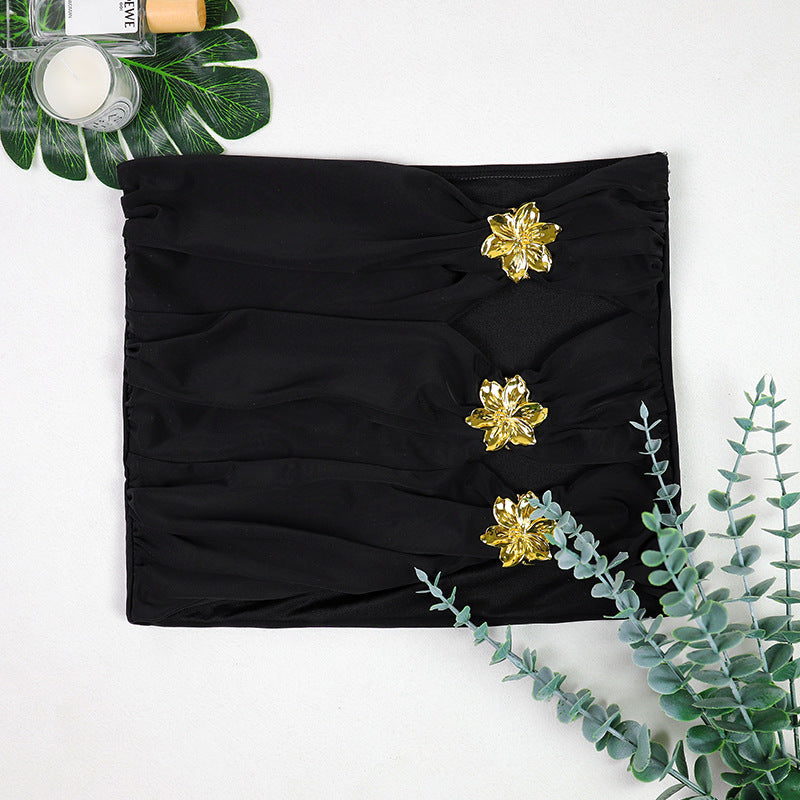Black Metal Accent Bikini Three-Piece Set