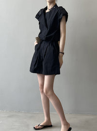 High-Waist Drawstring Cargo Overalls