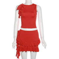 Elegant Sleeveless Top and Skirt Set