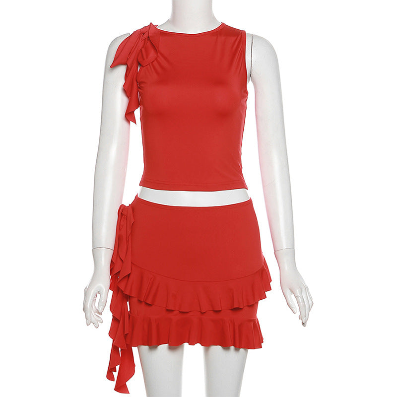 Elegant Sleeveless Top and Skirt Set