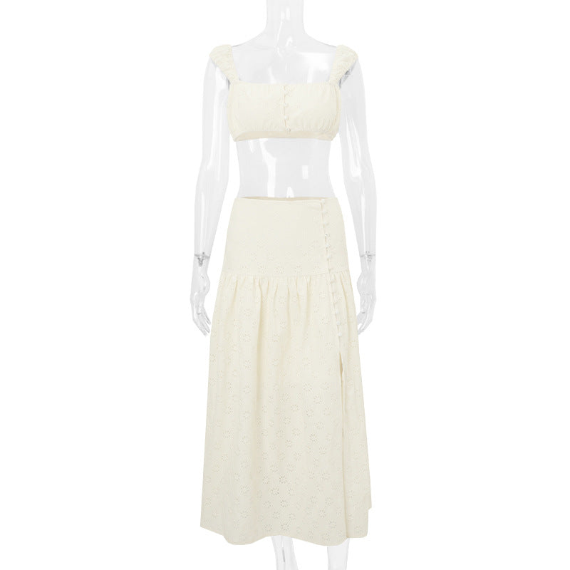 French Style Cropped Top and Skirt Set