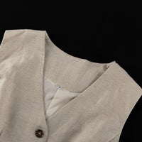 Cotton Linen Sleeveless Waistcoat & Shorts Set
