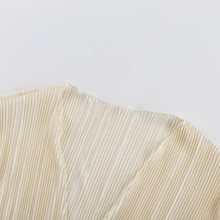 Lace-up Flared Sleeve Pleated Shirt