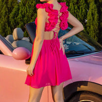 Summer Women Clothing Dress Hollow Out Cutout Lace Sling Slim Fit Backless Short Dress