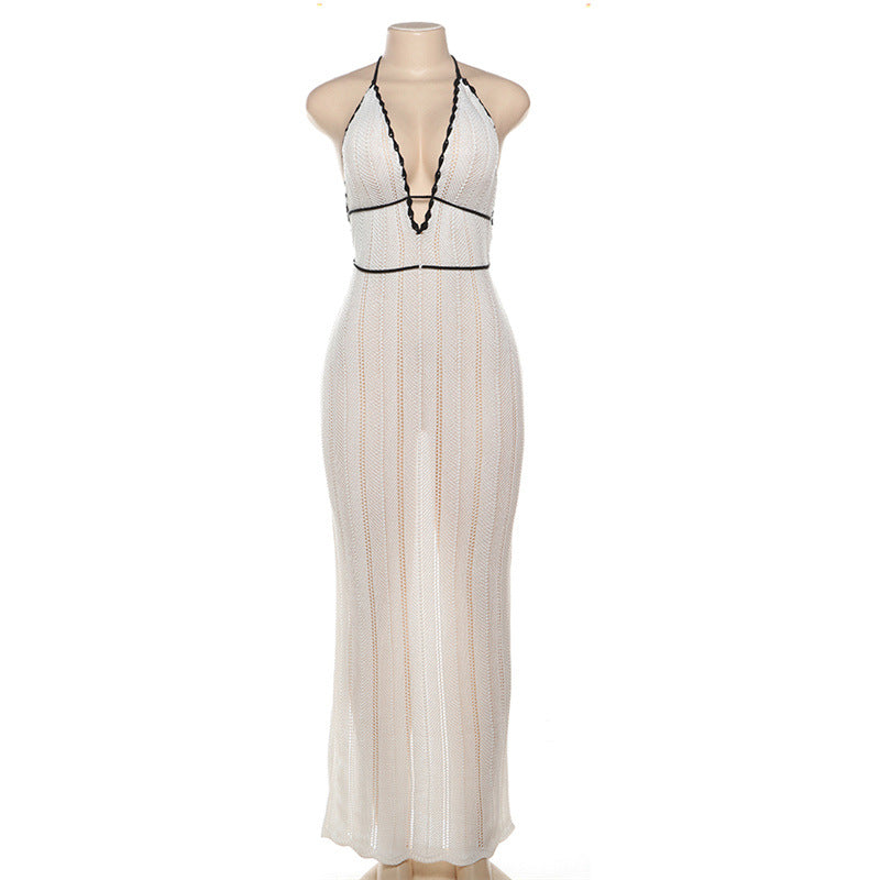 Spring Summer Suspender Sequined Printing Dress