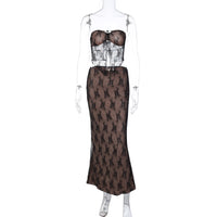 Elegant Lace Wrapped Chest Skirt Set