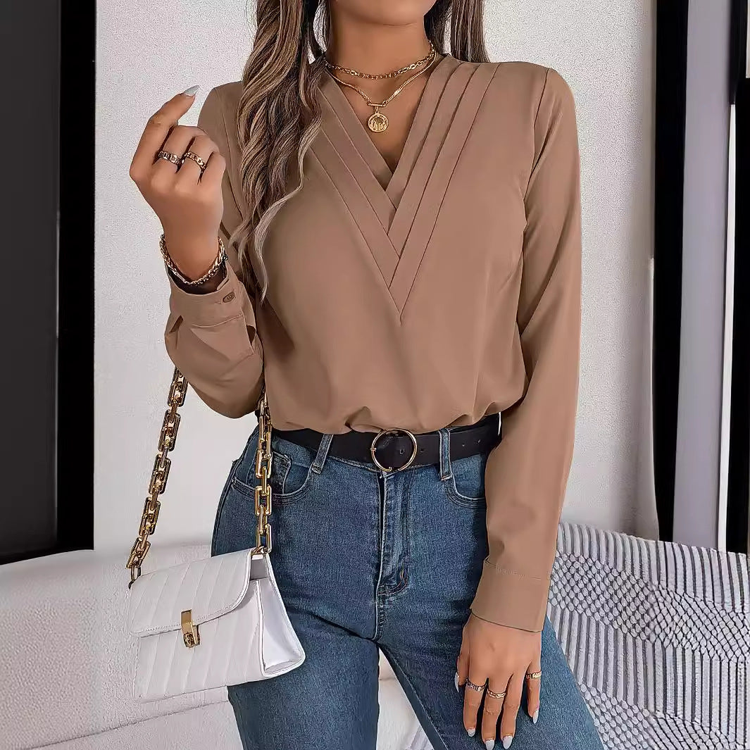 Stacked V-neck Blouse