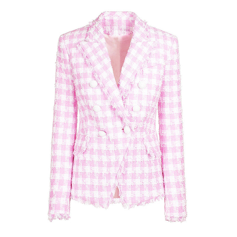 Classic Houndstooth Tweed Business Blazer