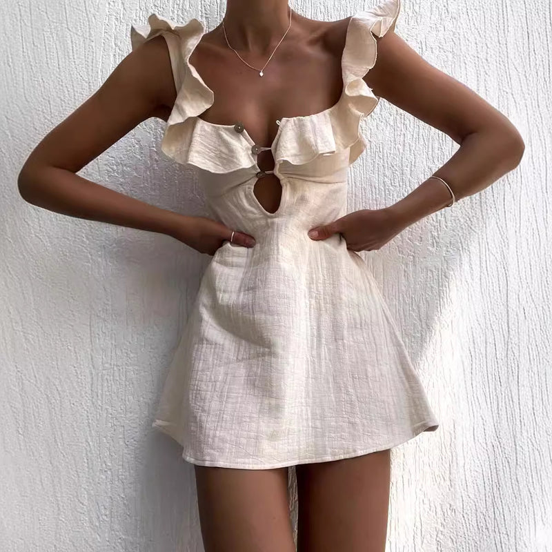 Ruffled Spaghetti Strap Mini Dress