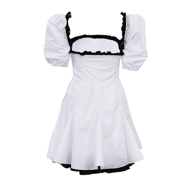 Contrast Square Neck Backless Mini Dress