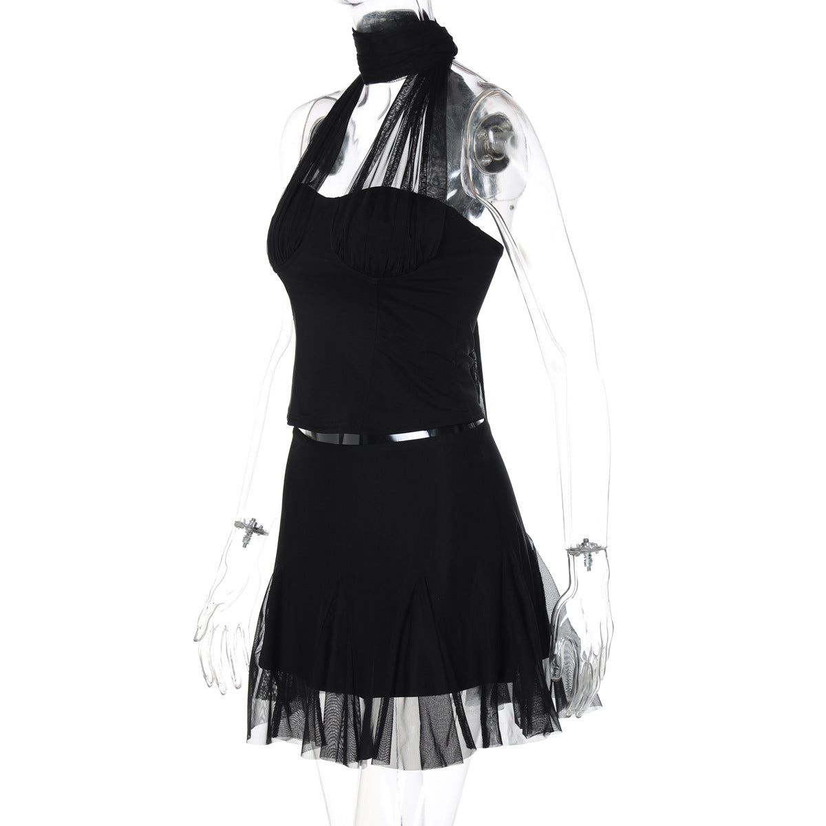 Halter Lace-Up Two-Piece Set
