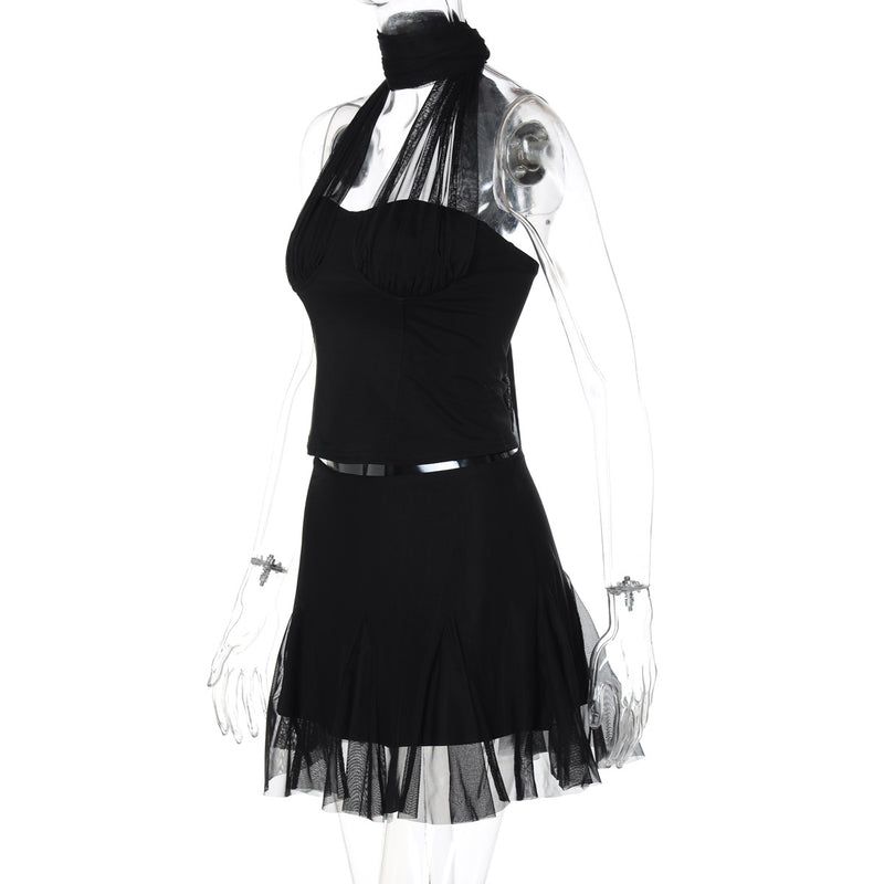 Halter Lace-Up Two-Piece Set