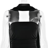Cinched Waist Tube Top Long Dress